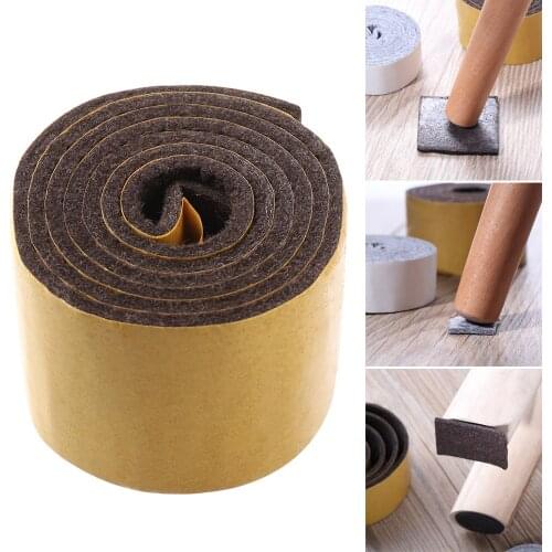 100cm/Roll Self-Adhesive Felt Furniture Leg Pad Anti-slip Mat Floor Protector Wear-resisting Table Chair Leg Sticky Back Bumper