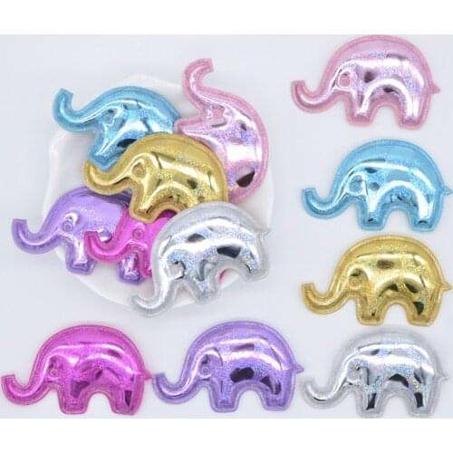 12Pcs 52*32mm Pads PU Glitter Elephant for DIY Hair Clips Bow Headband Decor Applique Baby Clothes Hat Bag Ornament Patches L34