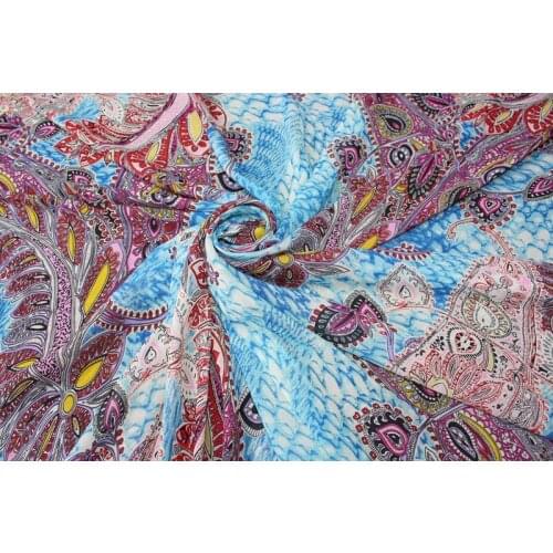 145cm width printed Paisley soft chiffon fabric CH4843 for summer scarf and headband