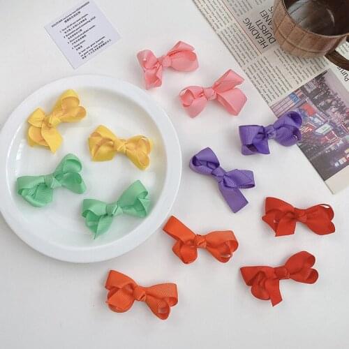 2 Pcs/Set Children Cute Colors Double Knotted Bow Ornament Hair Clips Girls Lovely Sweet Hairpins Kids Fashion Hair Accessories