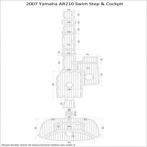 2007 Yamaha AR210 Swim Step & Cockpit Pad Boat EVA Teak Decking 1/4" 6mm