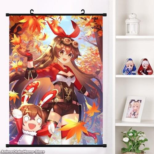2021 NEW Game Genshin Impact Amber Lovely Girl Cosplay Poster Wall Scroll Painting Mural Fashion Home Decor Collection Art Gift