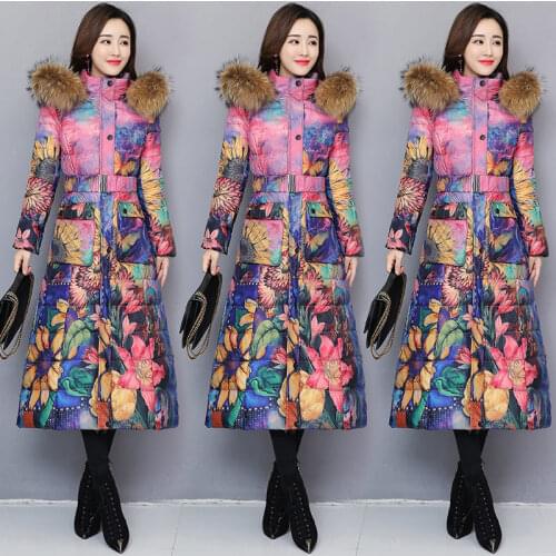 Women 2021 Winter Fashion White Duck Down Jackets Female Long Slim Hooded Coats Ladies Genuine Fur Collar Thicken Overcoats R278