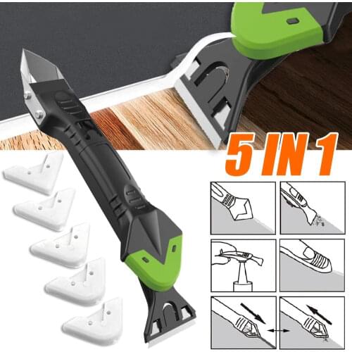 5 In 1 Silicone Remover Caulk Finisher Sealant Smooth Scraper Grout Kit Tools with Seam Tape Plastic Hand Tools Set Accessories