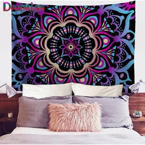DARMIAN Gradient Mandala Flower Design Tapestry Wall Hanging Decorative Bohemian Home Bedroom Dorm Tapestry Wall Aesthetic Decor