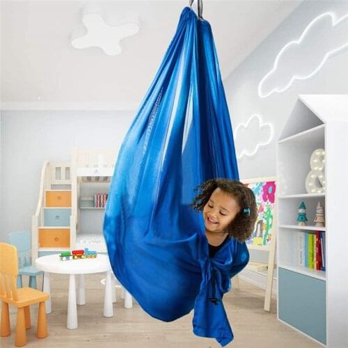 Hangmat 88lbs Kids adult Cotton Swing Hammock 2.8m Durable Elastic Aerial Yoga Hammock Soft Elastic Parcel Steady Seat Swing