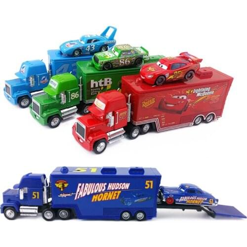 24 Styles Disney Pixar Cars Mack Truck +Small Car Mcqueen Jackson Storm 1:55 Diecast Metal Alloy Car Toys Gift For Childrens