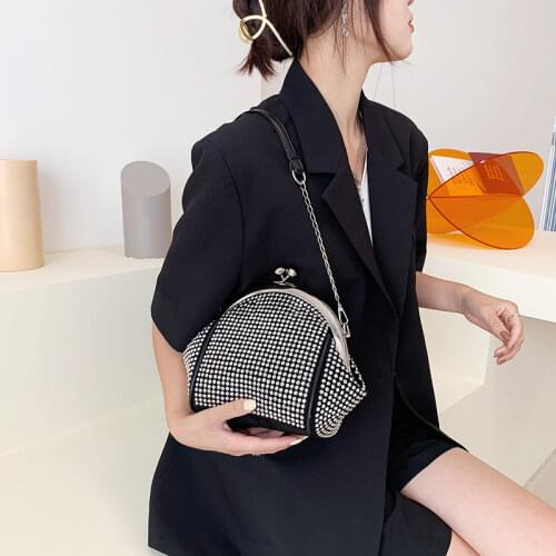 New Brand Womens Shell Underarm Shoulder Bag Luxury Diamond Female Crossbody Bags Designer Handbags High Quality Buckle Purse