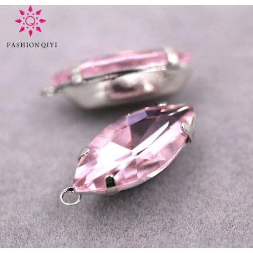 New arrival Sliver base Pink Single loop Glass Crystal rhinestones diy Pendant/necklace/Wedding Dress accessories 30pcs/bag