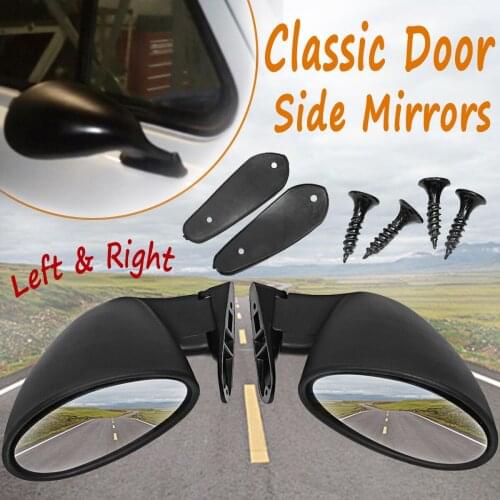 New California Style Universal Car Classic Retro Door Wing Side Mirror Rearview Vintage Matte Black L+R