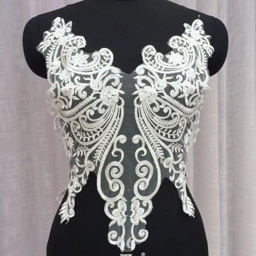 New Car Bone Embroidered Sequin Lace Patch Collar Flower Back Paste Bridal Wedding Dress Applique Clothing Accessories