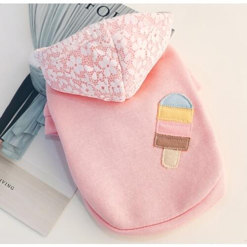 2019 Pet Dog Clothes Ice Cream Lace Coats Spring Warm Dog Hoodies for Chihuahua Small and Large Dog Clothes Sweatshirt Costumes