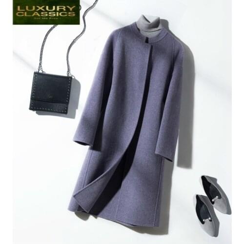 Coat Women Autumn Long Winter Wool Jackets Alpaca Coats Female Double-sided Woolen Thick Clothes Spring Jacket LWL1302