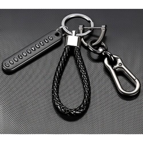 Braided Rope Car Key Chain with Mobile Phone Number Card Anti-lost DIY Pendant Keychain for Key Pendant Split Rings Keyrings