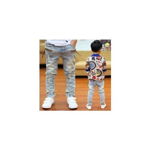 Retail High quality spring kids pants boys girls baby jeans children jeans for boys casual denim pants 3-12Y toddler clothing