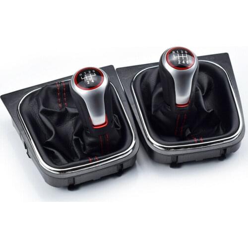 5 6 Speed Gear Shift Knob with Boot Cover For VW Volkswagen Golf 6 MK5 MK6