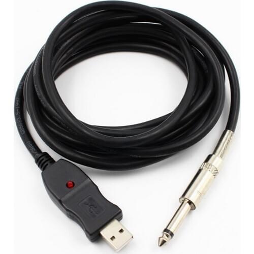 Guitar Bass 1/4 6.3mm To USB Interface Link Connection PC Audio Adapter Converter USB Guitar Cable 3M 50pcs