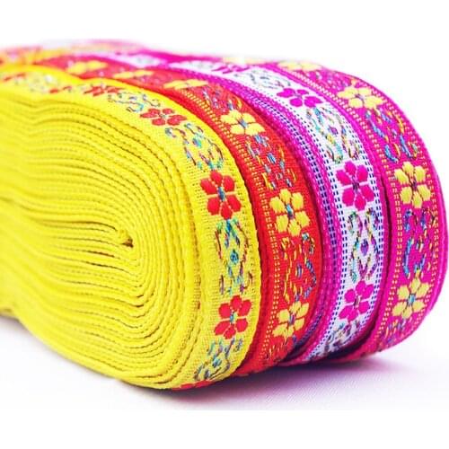 7Meters 10MM Woven Jacquard Ribbon Pattern Vintage Ethnic Embroidery Lace Ribbon For Curtain Clothing Bags Accessory