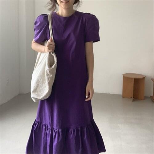 Womens Summer Print Puff Sleeve Dress