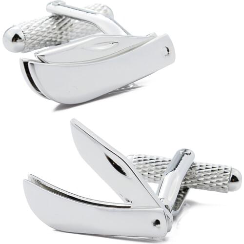 1 Pair Retail Flexible Knife Best Design Can be Opened & Shut Plain Metal Mens Unique Cool Cuff Links