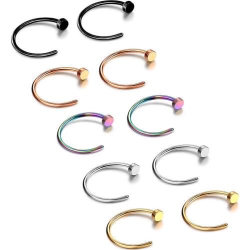 1pc/lot 6/8/10mm Punk Stainless Steel Fake Nose Ring C Clip Lip Ring Earring Helix Rook Tragus Faux Septum Body Piercing Jewelry