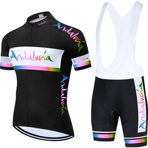 2021 TEAM Andalucia Cycling Jersey Bibs Shorts Suit 20D Gel Ropa Ciclismo Mens Summer Quick Dry Bicycling Maillot Wear