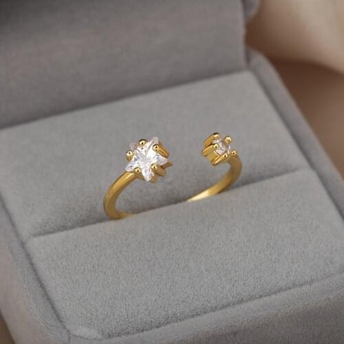 2021 New Simple Star Ring for Women Female Cute Finger Rings Romantic Birthday Gift for Girlfriend Fashion Zircon Stone Jewelry