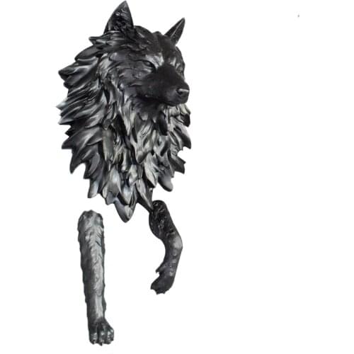 3D Wolf Head Sculpture Wall Decoration Home Decoration Accessories Geometric Wolf Head Abstract Resin Sculpture Wall Decoration