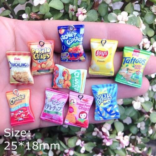 5pairs/Pack Potato Chips Snacks Charms for Earring Necklace Pendant Jewelry Findings Making Dollhouse