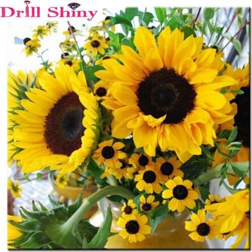 Diamond embroidery flowers diy diamond painting cross stitch bead cross stitch square crystal diamond mosaic sunflower picture
