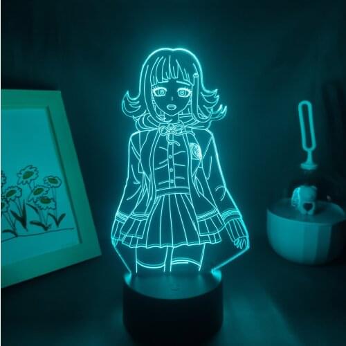 Danganronpa Anime Figure Chiaki Nanami Lamp 3D Led Night Light Birthday Cool Gift RGB Neon Game Bedroom Bedside Table Decoration