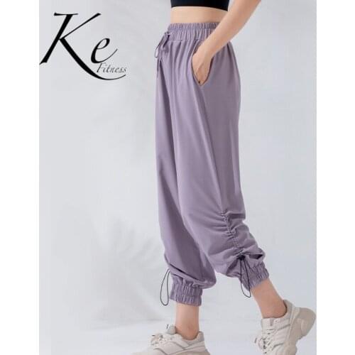 Ke Autumn new sports pants women loose running fitness pants thin waist trousers casual pants high waist yoga pants