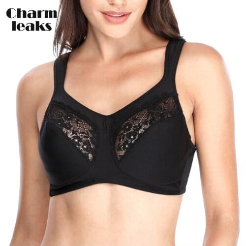 Charmleaks Bras Womens Unlined Everyday Bra Lace Cotton Hollow Out Lightly Padded T Shirt Bra Comforable