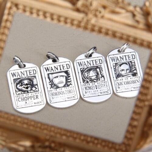 Japan Anime One Piece Luffy Character Roles Wanted Reward Pendant Necklace 925 Sterling Silver Neckalace Jewelry For Women Men