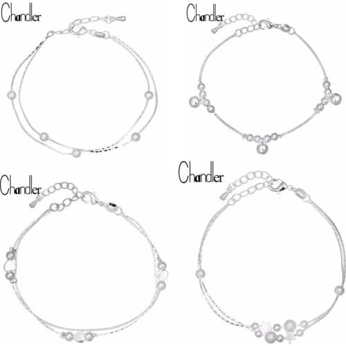 Chandler Double Layer Bracelet Heart Bead Chain Bracelet Korean Beauty Star Love Bead Ball Charm Bracelete