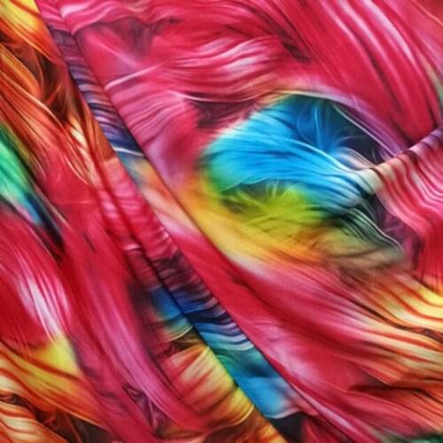 Good Milk Silk 4 Sides Stretch Knitted Cotton/Spandex Fabric Red Fire Print Cloth Sewing DIY Dance Clothing/Fashion Women Dress