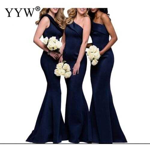 2020 Elegant Woman One Off Shoulder Autumn Evening Dress Solid Mermaid Formal Evening Ladies Gowns Floor Length Femme Vestidos