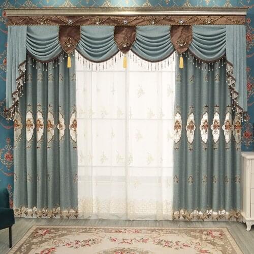 European Style Cotton Embroidered Curtains for Living Room Curtains for Bedroom Blackout Curtains