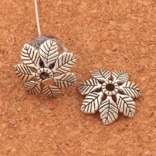45Pcs Leaf Bali Style Design Bead Cap 15.3x15mm Tibetan Silver Jewelry Findings Components L1074 LZsilver