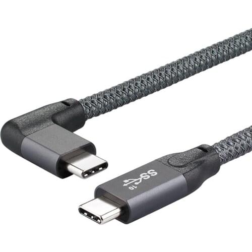 10Gbps USB-C USB 3.1 Type C Gen2 Male Data Video 100W Cable 90 Degree Left Right Angled with E-marker