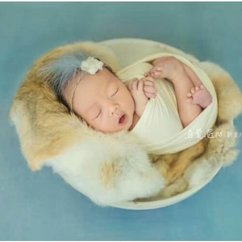 Newborn fur cover Poing fabric photography studio props Newborn natural rabbit fur Basket stuffer filler Layer fabric