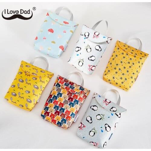 Cute Cartoon Printing Multifunctional Baby Diaper Bags Reusable Waterproof Diaper Organizer Portable Big Capacity Mummy Bag