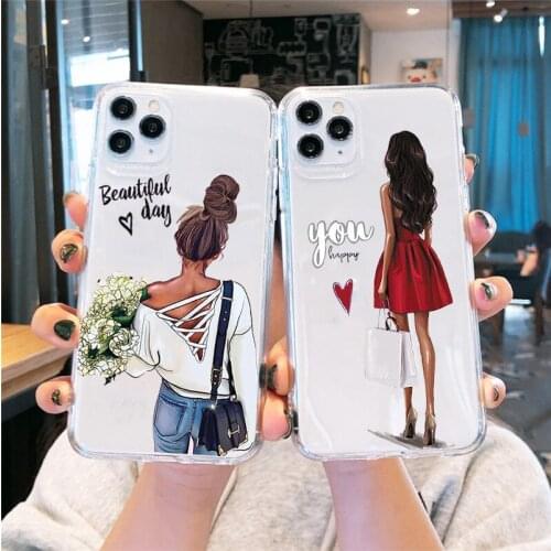 JAMULAR Fashion Girl Clear TPU Phone Case For iPhone 11 Pro XS MAX 7 SE2020 X XR 8 6Plus Best Friends Soft Silicone Cover Fundas