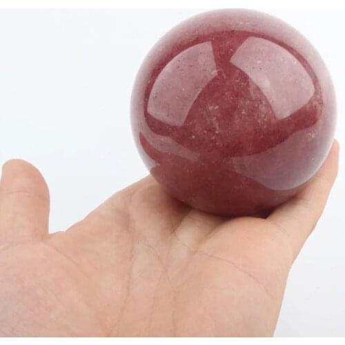 MOKAGY 70mm-80mm Natural Strawberry Quartz Crystal Ball Polished Healing for Home Decoration 1pc