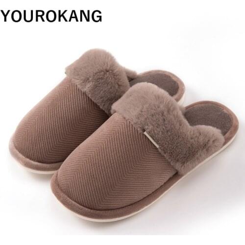 2019 Winter Men Shoes Warm Plush Home Slippers Soft Furry Couple Shoes Non-slip Concise Indoor Flip Flops Bedroom Floor Slipper