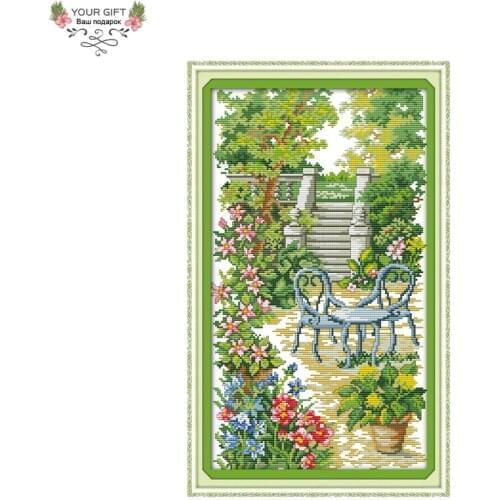 Joy Sunday F689 Free Shipping 14CT 11CT Counted and Stamped Home Decor Garden Steps Needlepoints Embroidery Cross Stitch Kits