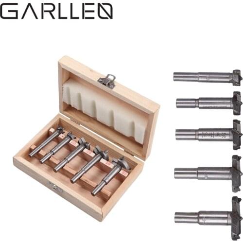 GARLLEN 5pcs 15-35mm Drill Bit Set For Hinge Cutter Boring Hole Forstner Drill Woodworking Tool For Handheld Drills Drill Press