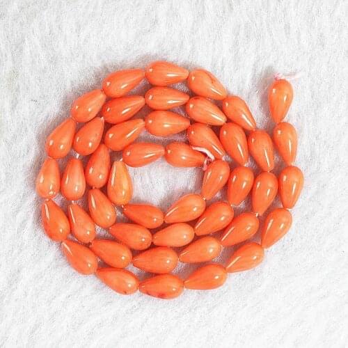 Natural Reddish Orange Coral 5x9mm Waterdrop Teardrop Loose Beads Fit Necklace Bracelet for Women Jewelry 15inch B657