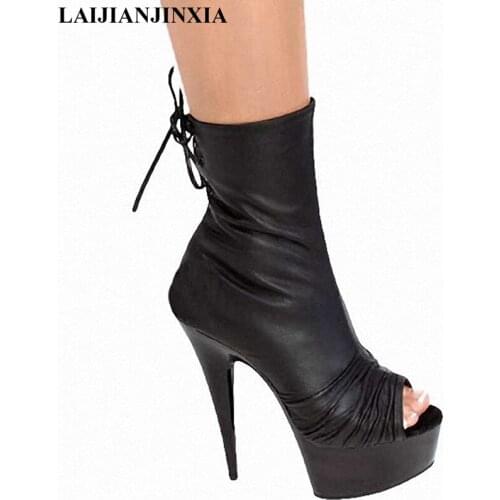 New Sexy 15cm Thin High-Heels Platform Shoes Night Club Party Pole Dancing Shoes Ankle Boots Dance Shoes