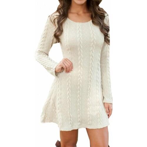 New Long Sleeve Short Sweater Dress Women Autumn Winter Thick A-line Dress Fashion Slim Female Jumper Female Knitted Dress